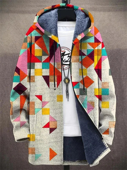 ORNELLA | Painted Geometric Zip-Up Cardigan