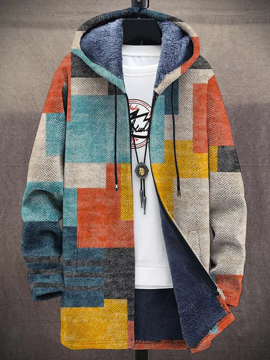 ORNELLA | Painted Geometric Zip-Up Cardigan