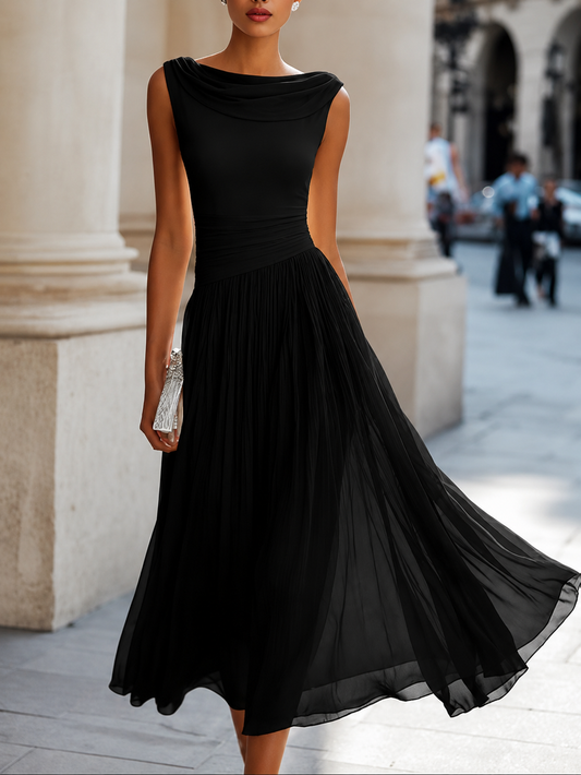 VENERIA | Fluid Pleat Midi Dress