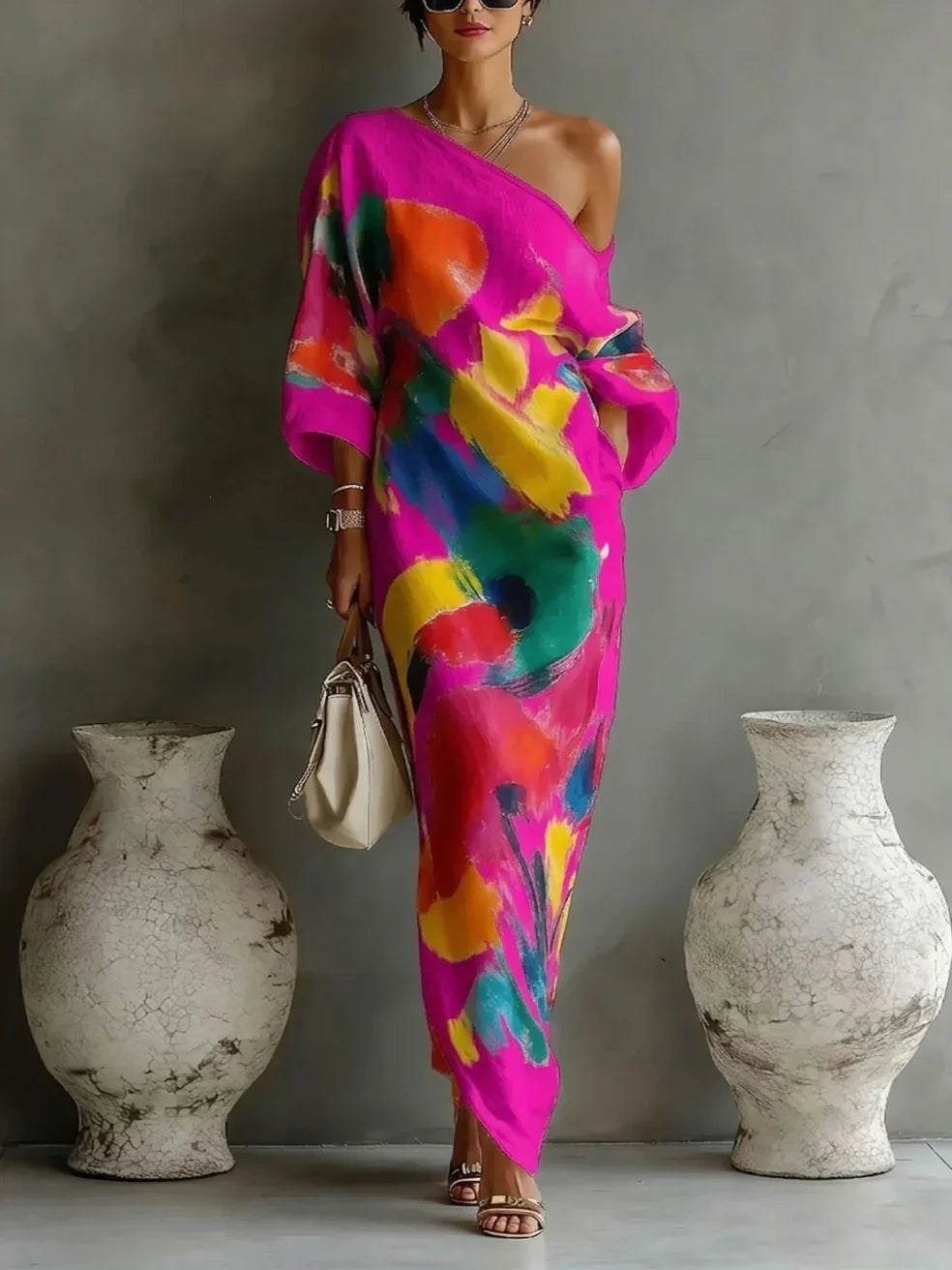 ROMILDA | Abstract Sweeping Maxi Dress