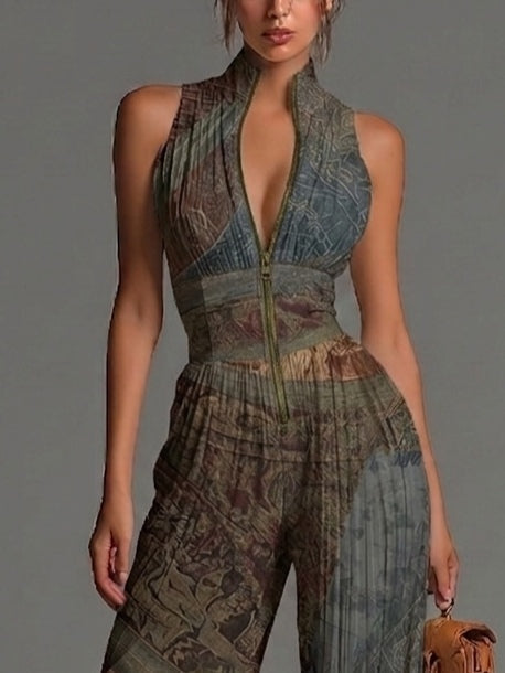 VALENTINA | Pleated Flared Retro Jumpsuit