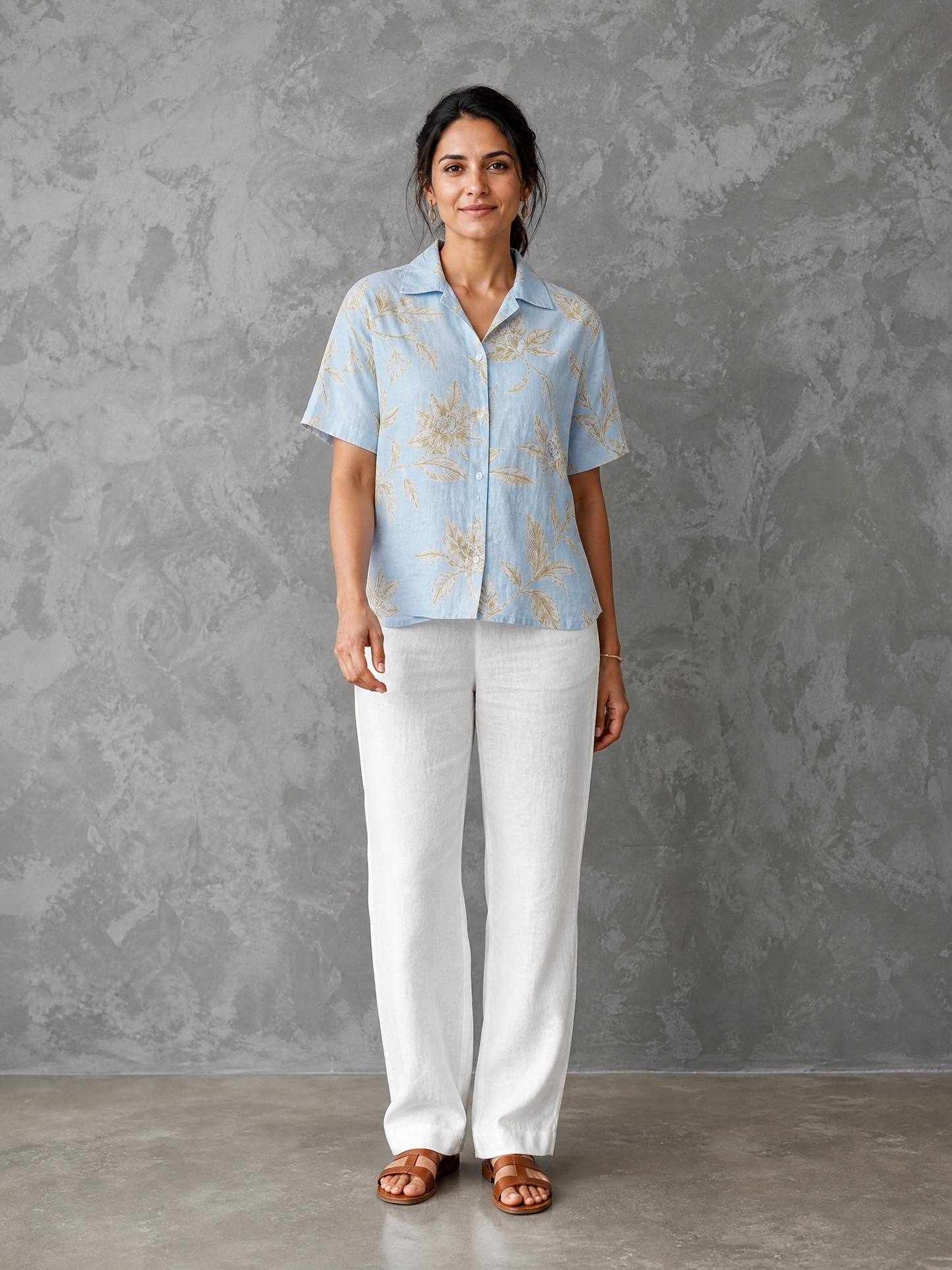 ELSPETH | Sage Cuffed Point Blouse