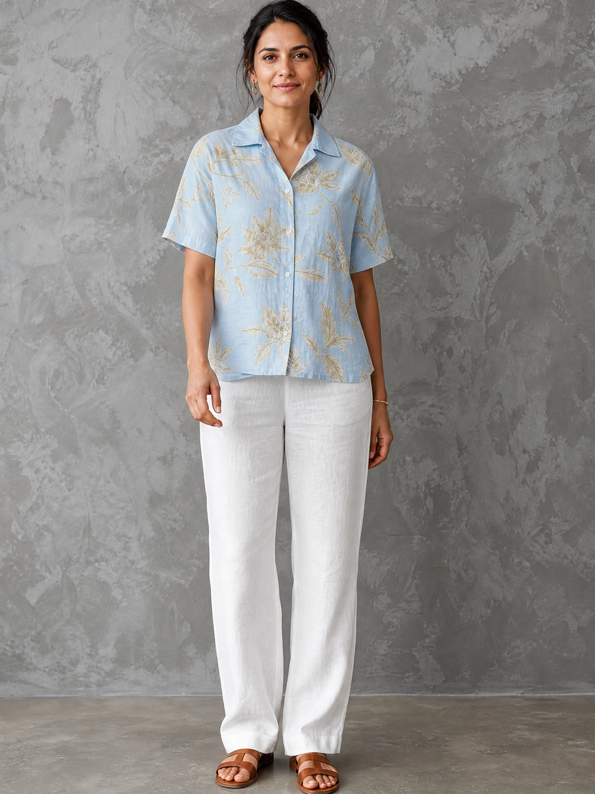 ELSPETH | Sage Cuffed Point Blouse