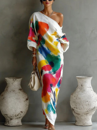ROMILDA | Abstract Sweeping Maxi Dress
