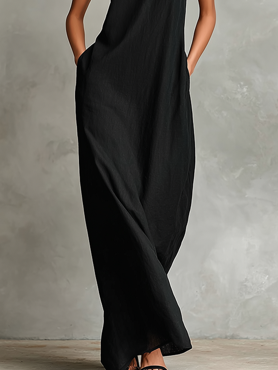 CELESTINA | Structured Neckline Pocket Maxi Dress