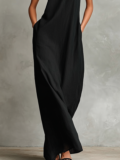 CELESTINA | Structured Neckline Pocket Maxi Dress