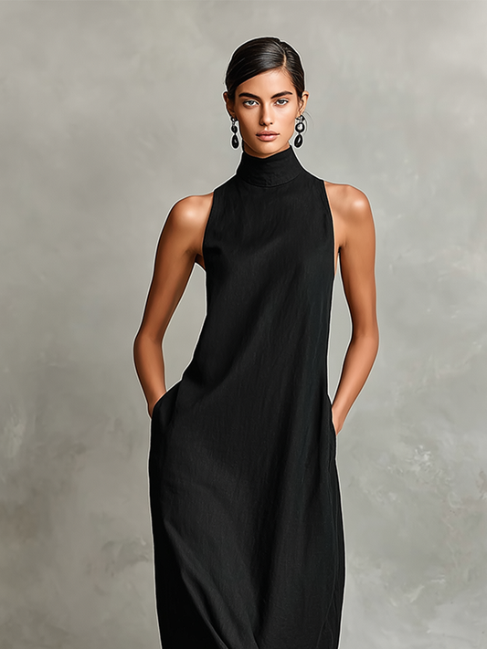 CELESTINA | Structured Neckline Pocket Maxi Dress