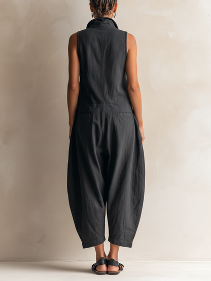 TATIANA | Cropped Utility Cotton Jumpsuit