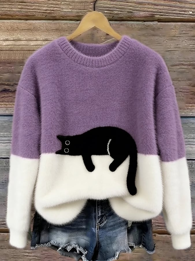 Livia™ | Cat Print Oversized Sweater