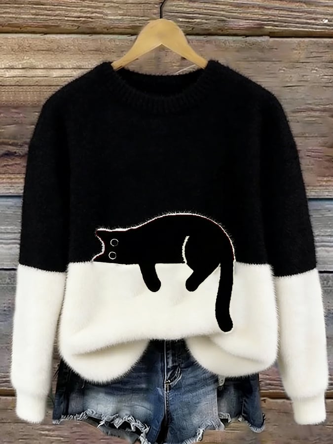 Livia™ | Cat Print Oversized Sweater