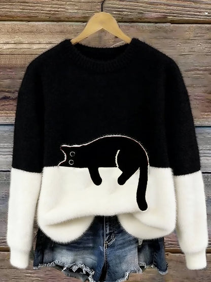 Livia™ | Cat Print Oversized Sweater