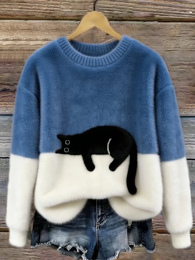 Livia™ | Cat Print Oversized Sweater