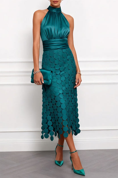 SILVANA | Textured Lustrous Occasion Midi Dress