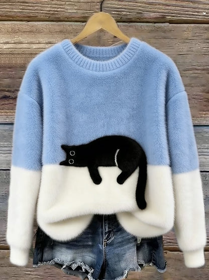 Livia™ | Cat Print Oversized Sweater