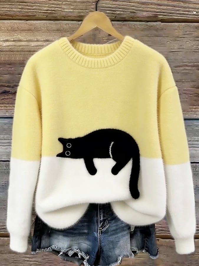 Livia™ | Cat Print Oversized Sweater