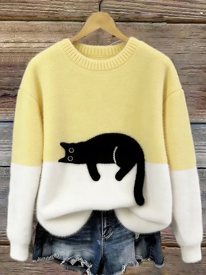 Livia™ | Cat Print Oversized Sweater