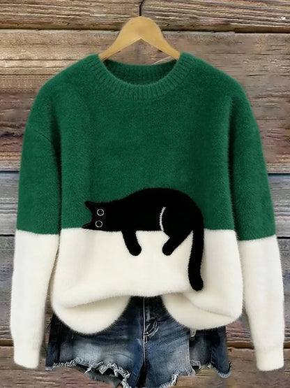 Livia™ | Cat Print Oversized Sweater