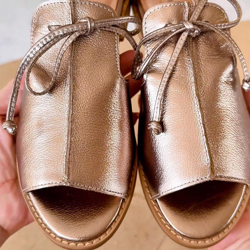 CLARINDA | Metallic Bow Burnished Sandal