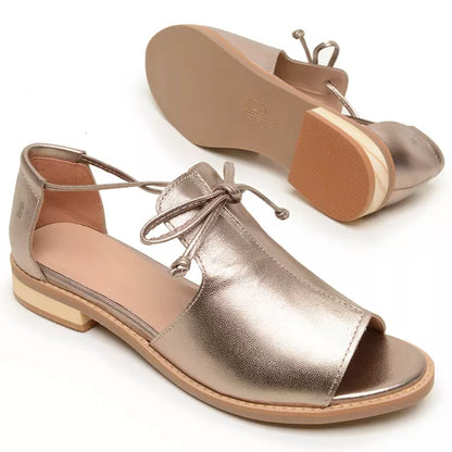 CLARINDA | Metallic Bow Burnished Sandal