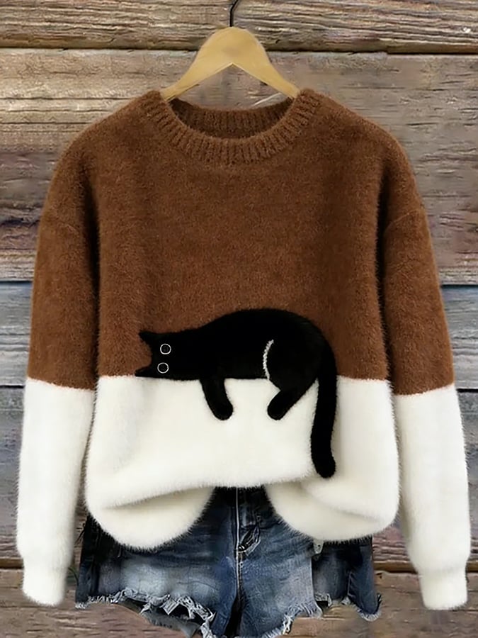 Livia™ | Cat Print Oversized Sweater