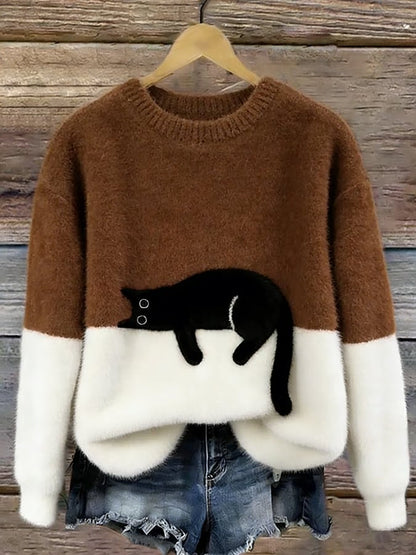 Livia™ | Cat Print Oversized Sweater