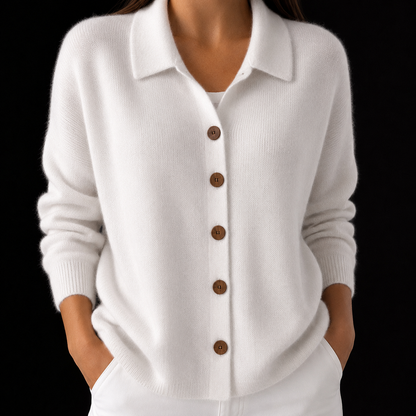 GIOVANNA | Draped Cashmere Button Cardigan