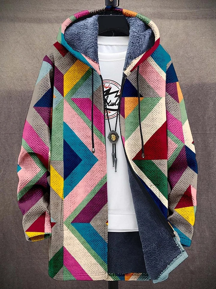 ORNELLA | Painted Geometric Zip-Up Cardigan