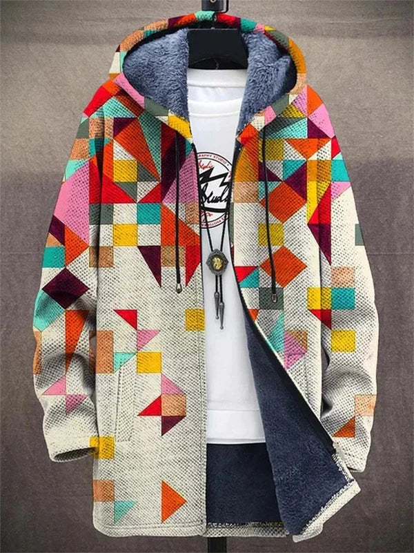 ORNELLA | Painted Geometric Zip-Up Cardigan