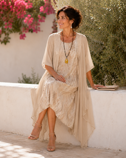 ANTONELLA | Jacquard Gilded Veiled Dress