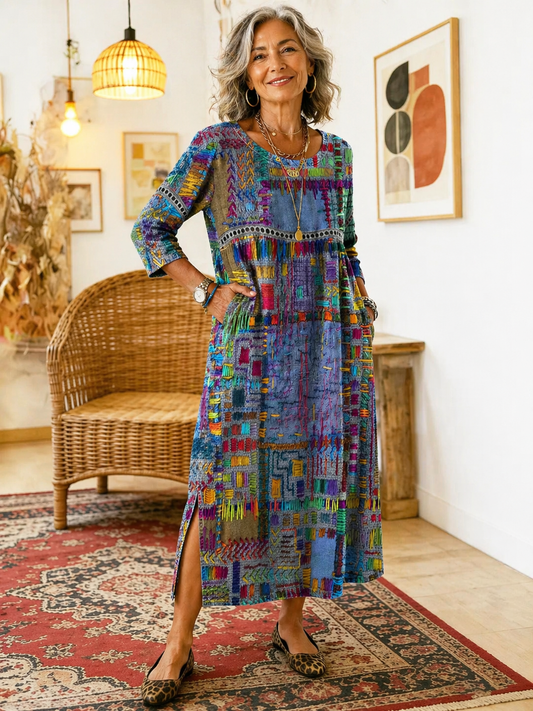 ROMINA | Patchwork A-Line Dress