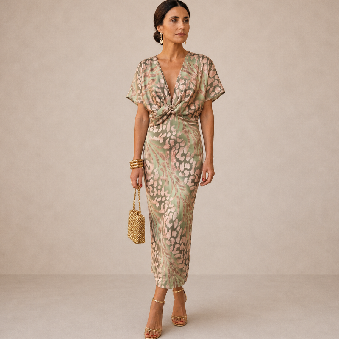 AURORA | Copper-Toned Envelope Midi Dress