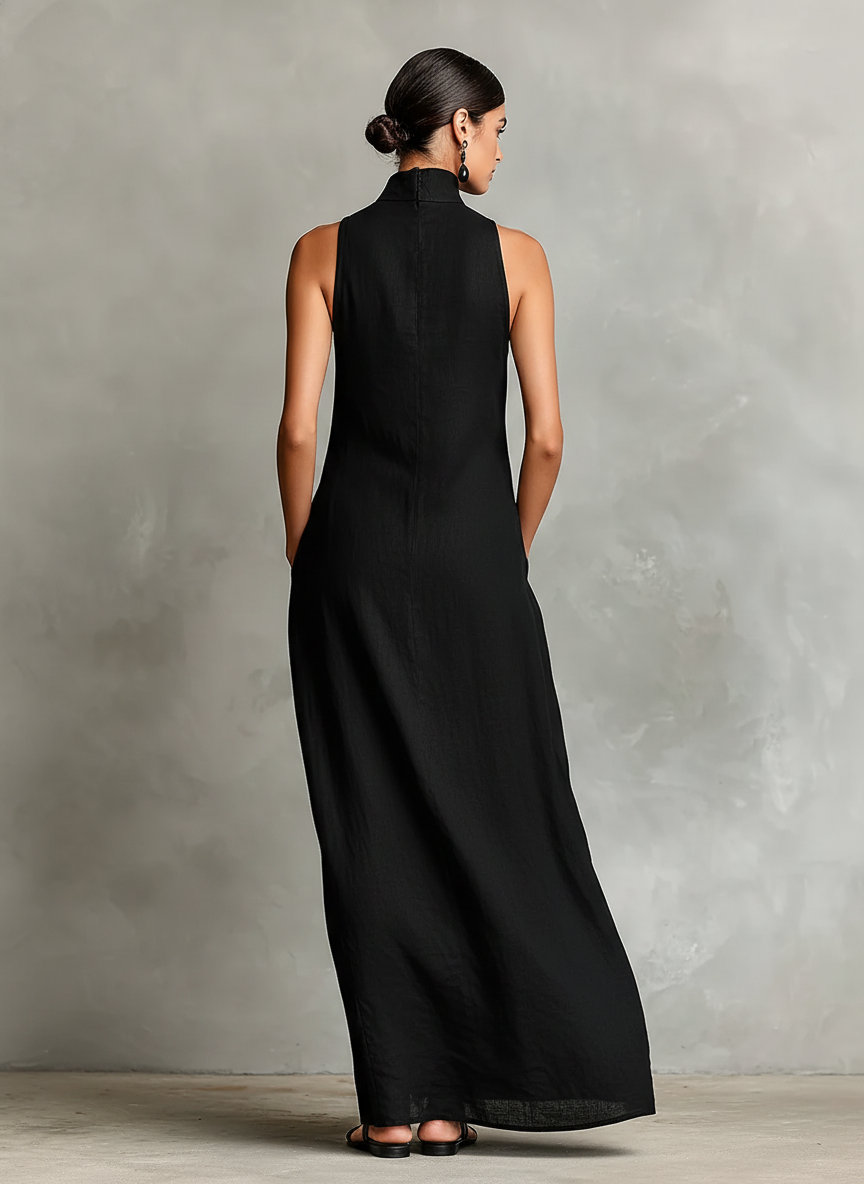 CELESTINA | Structured Neckline Pocket Maxi Dress