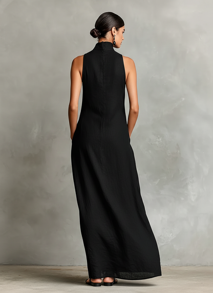 CELESTINA | Structured Neckline Pocket Maxi Dress