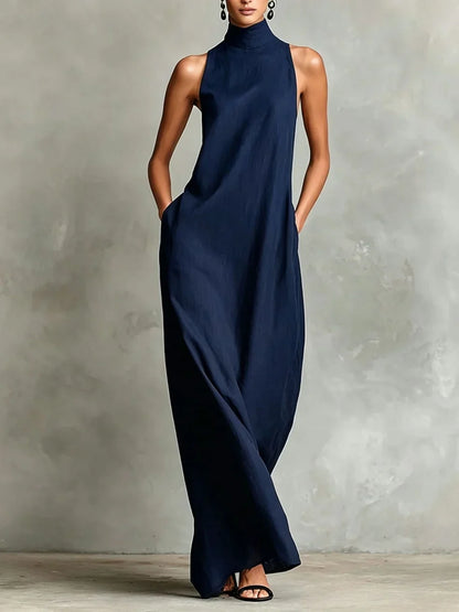 CELESTINA | Structured Neckline Pocket Maxi Dress