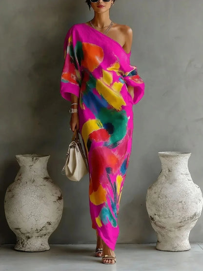 ROMILDA | Abstract Sweeping Maxi Dress