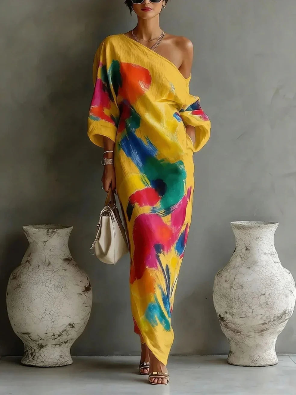 ROMILDA | Abstract Sweeping Maxi Dress