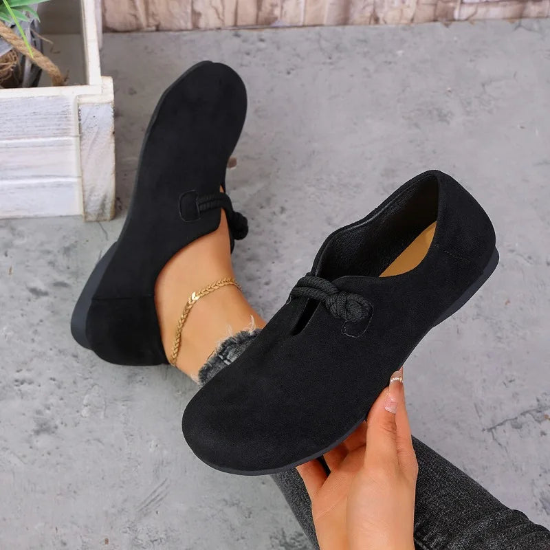 Retro Flat Shoes 2026 New Design Shallow Loafers Women's Casual and Comfortable Solid Color Women's Shoes Zapatos De Mujer