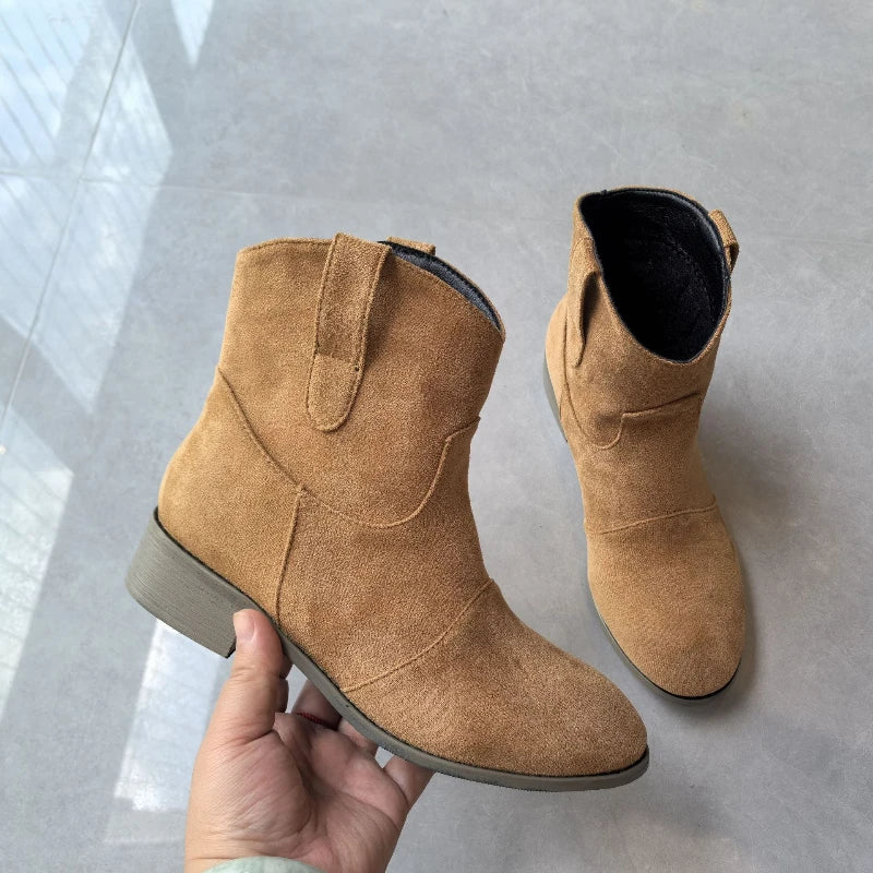 Luxury Women's Boots Suede Womens Ankle Boots Non Slip Slip on Pumps Plus Size 38-48 Shoes for Women Fashion Zapatos De Mujer