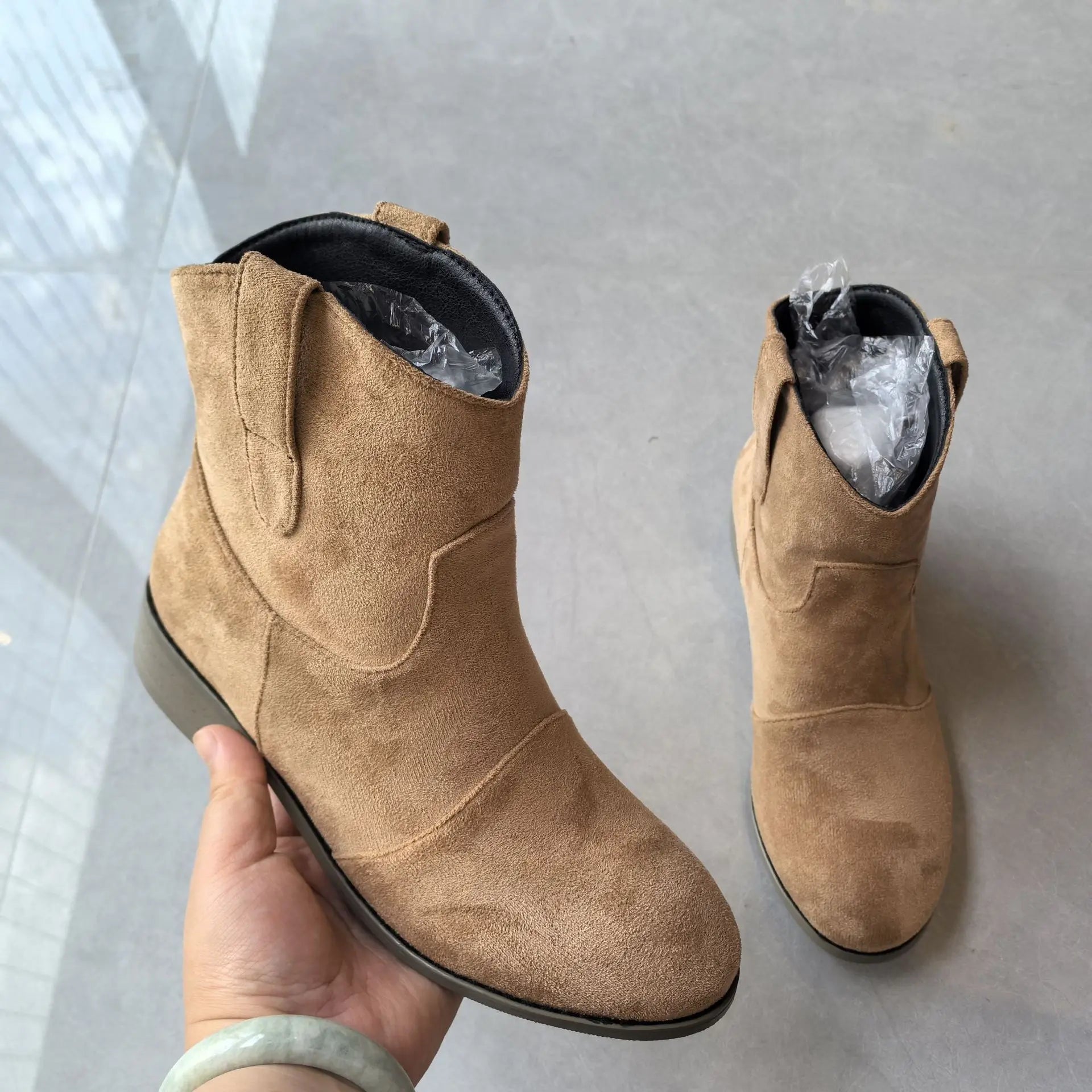Luxury Women's Boots Suede Womens Ankle Boots Non Slip Slip on Pumps Plus Size 38-48 Shoes for Women Fashion Zapatos De Mujer