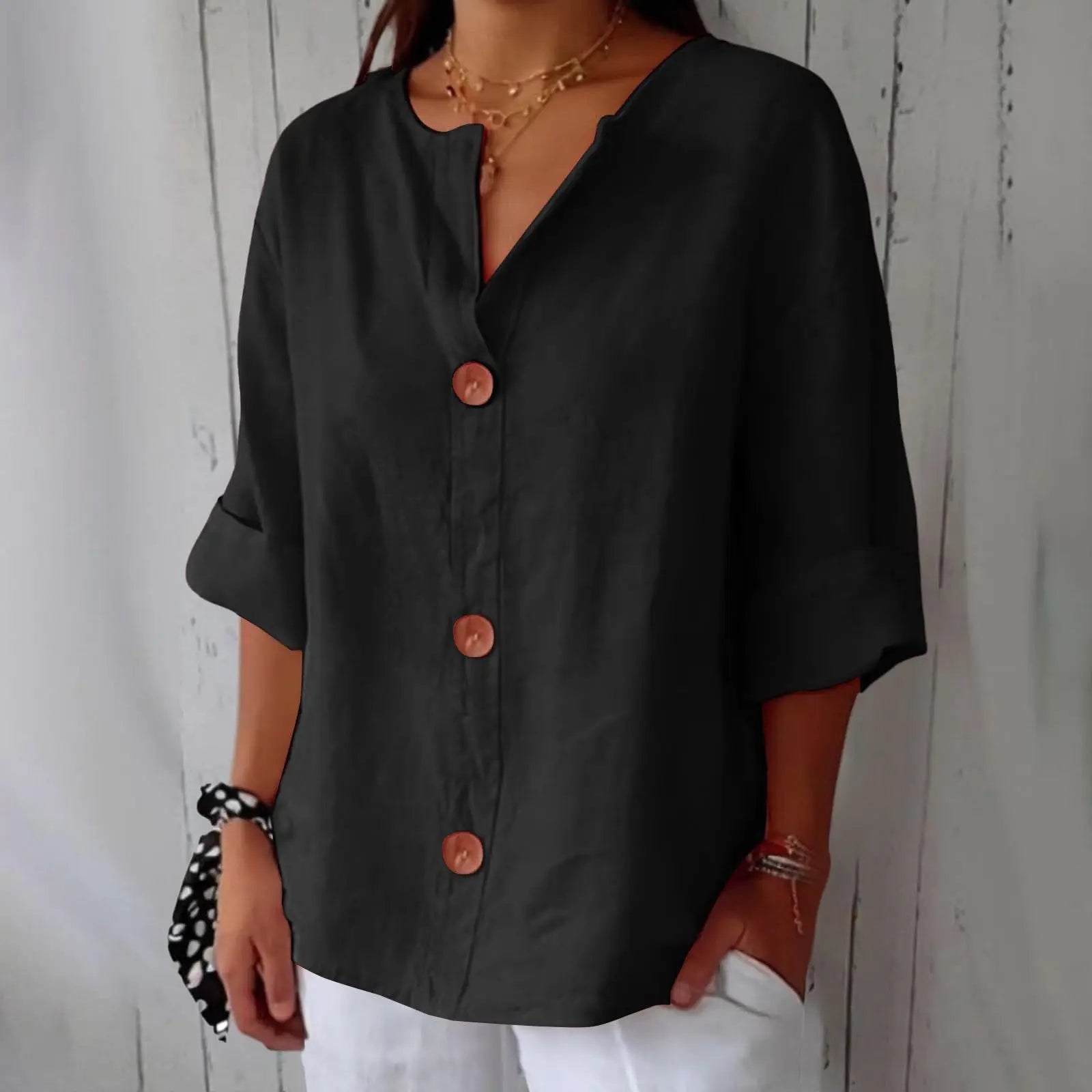 Linen Drop Shoulder Loose Fit Top