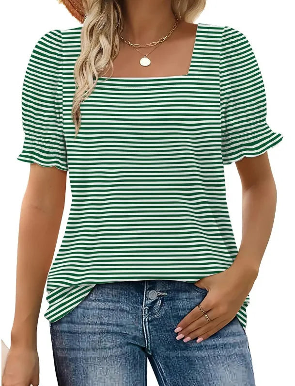 Flowy Ruffle Sleeve V-Neck Woven Top