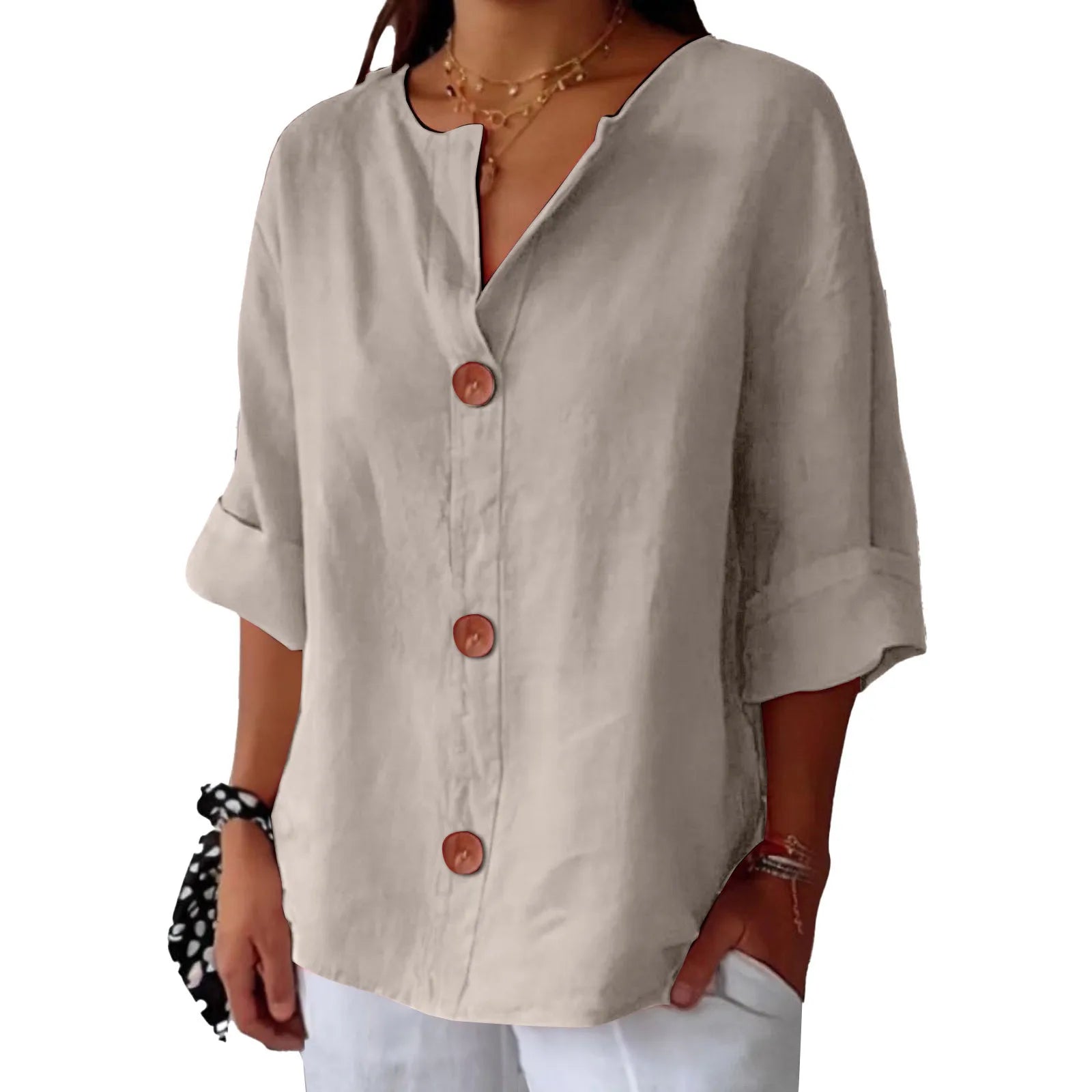Linen Drop Shoulder Loose Fit Top