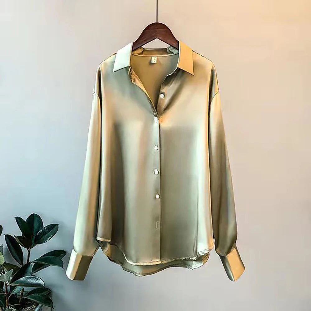 Draped Satin Loose Fit Elegant Top