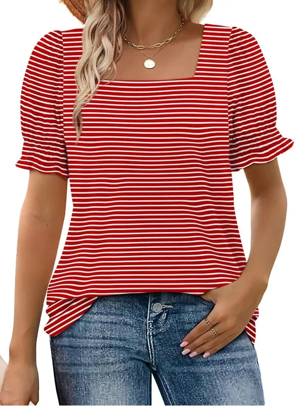 Flowy Ruffle Sleeve V-Neck Woven Top