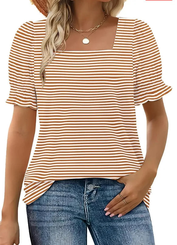 Flowy Ruffle Sleeve V-Neck Woven Top
