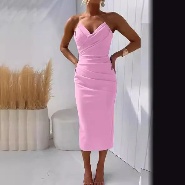 Slit Strapless Midi Dress