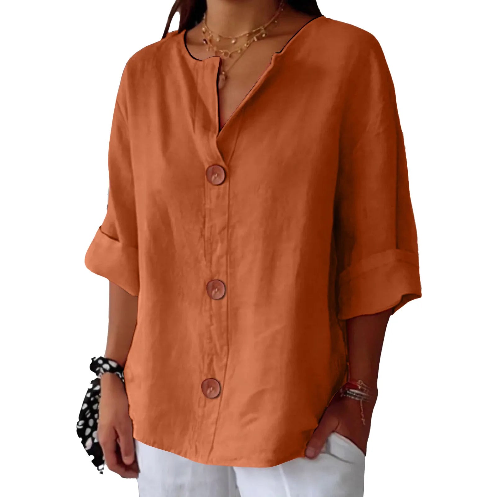 Linen Drop Shoulder Loose Fit Top