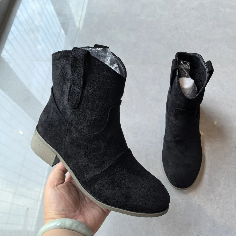 Luxury Women's Boots Suede Womens Ankle Boots Non Slip Slip on Pumps Plus Size 38-48 Shoes for Women Fashion Zapatos De Mujer