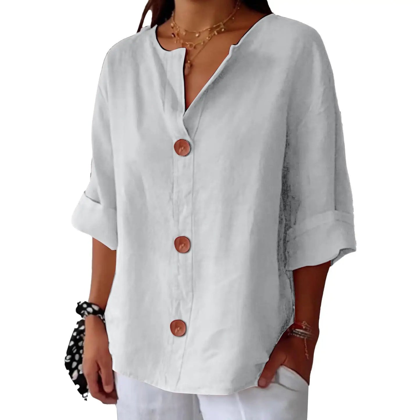 AZALEA | LINEN BLEND REFINED BLOUSE