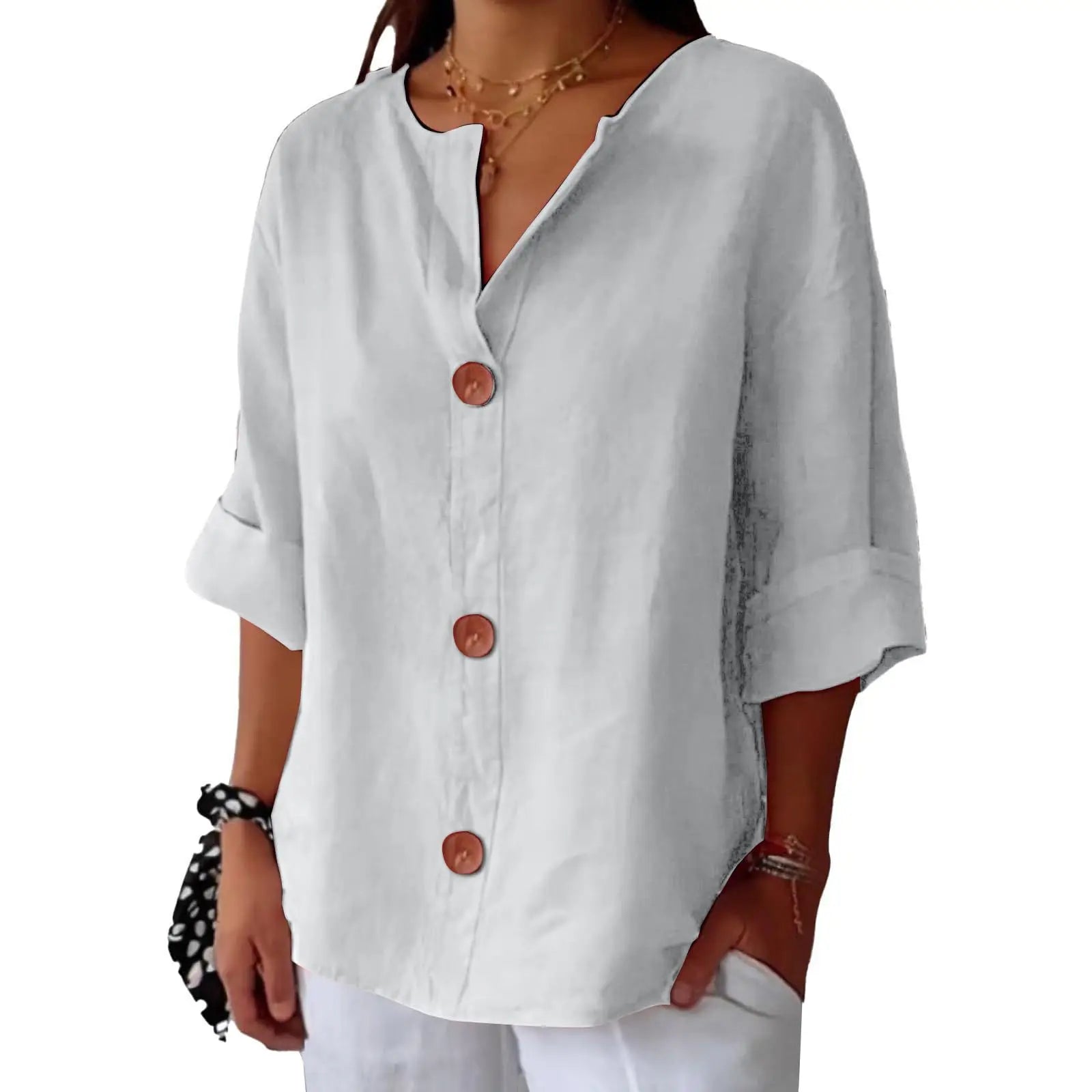 Linen Drop Shoulder Loose Fit Top